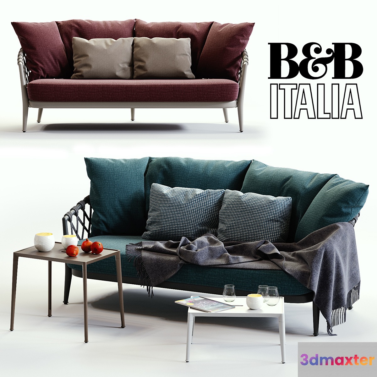 B & B Italia ERICA Blue & Red Sofa - No.2