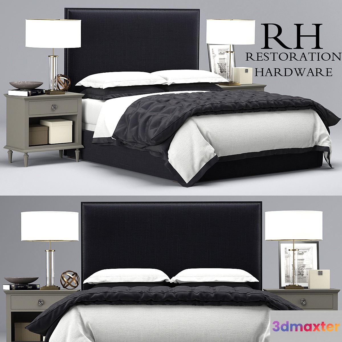 Restoration Hardware Lawson Non-Tufted bed 3D Max