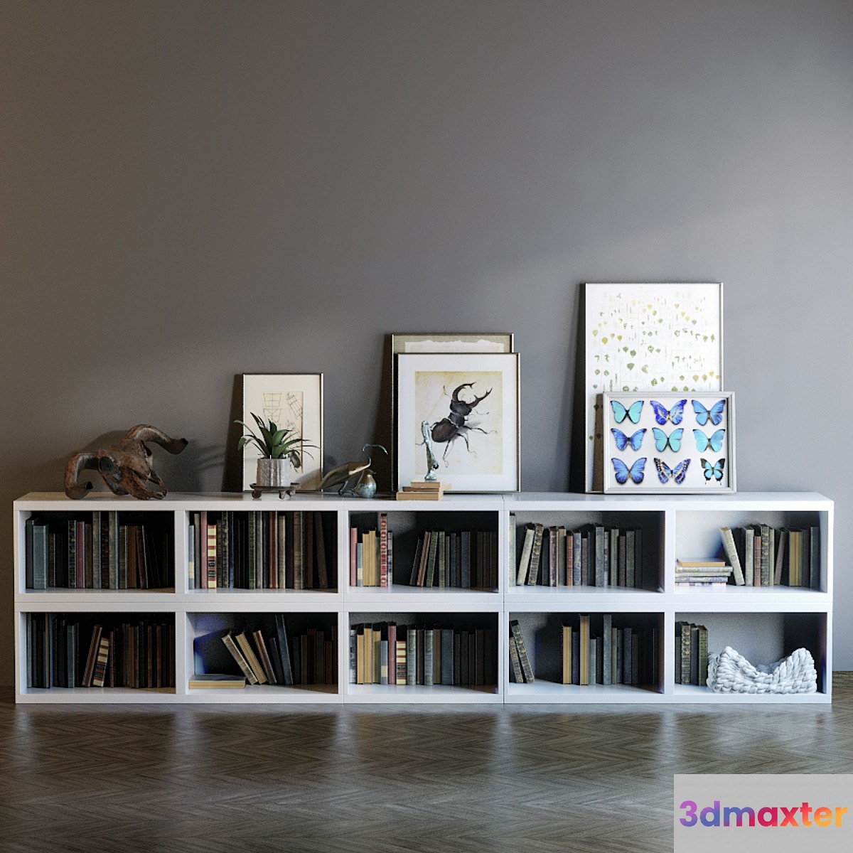 Modular chest of drawers with filling 3D Max