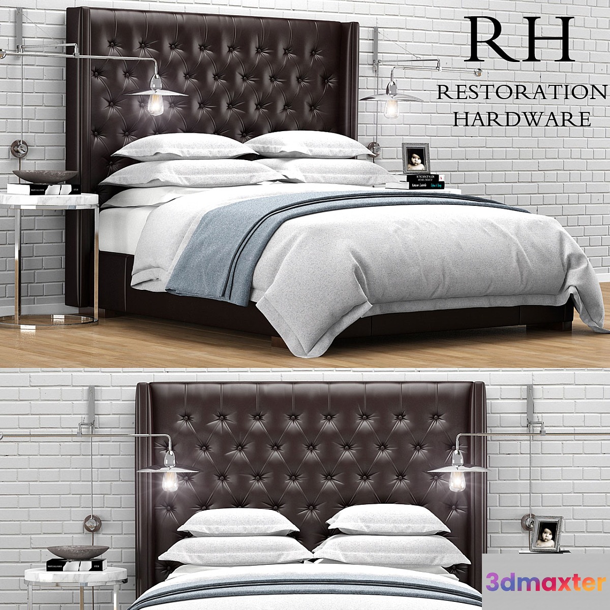 Restoration Hardware Adler Leather Tufted bed - No.3