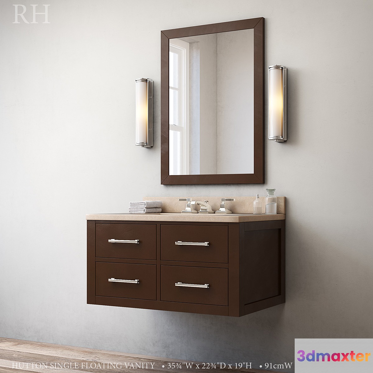 HUTTON SINGLE FLOATING VANITY Espresso 3D Max