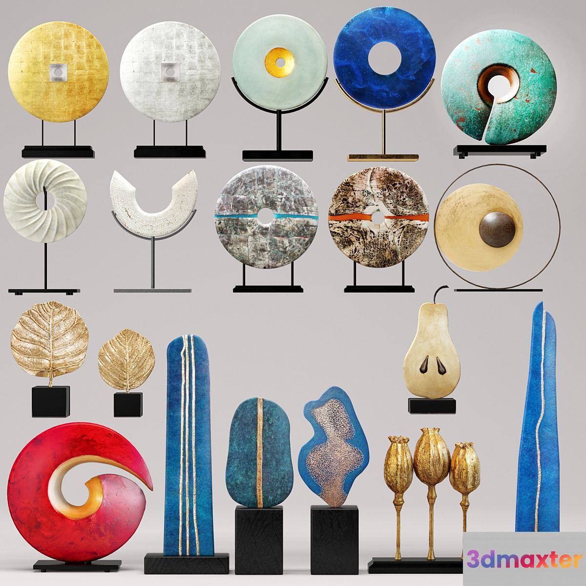 The collection of 19 pieces of statues.