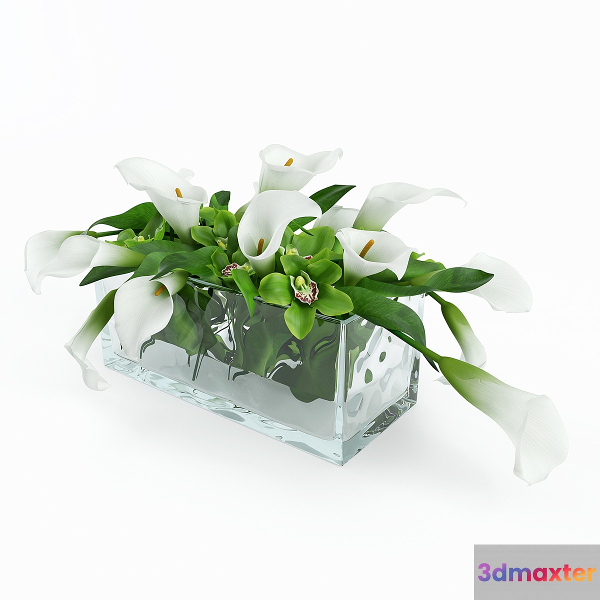 Bouquet in a glass vase 3D Max