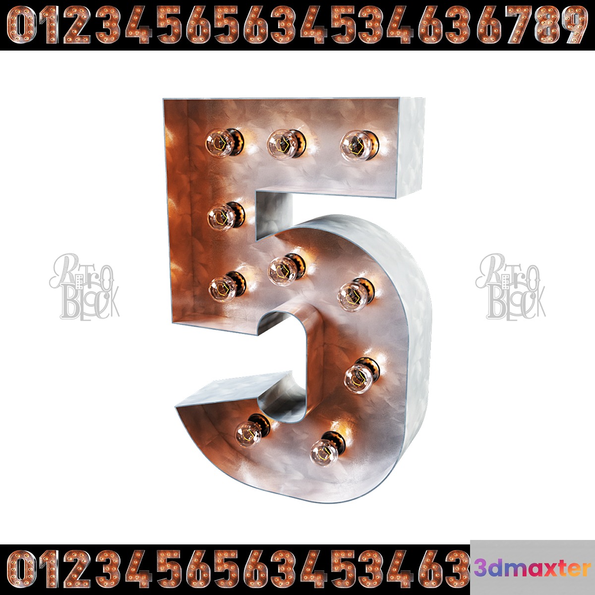 NUMERALS RETROBLOCK 3D Max