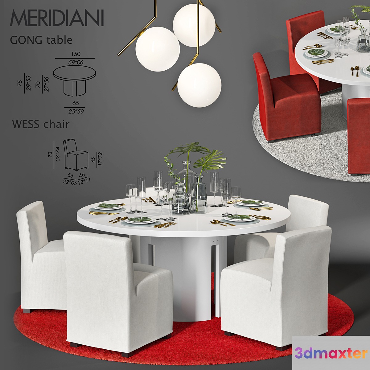 MERIDIANI Gong table Wess chair Flos IC S2