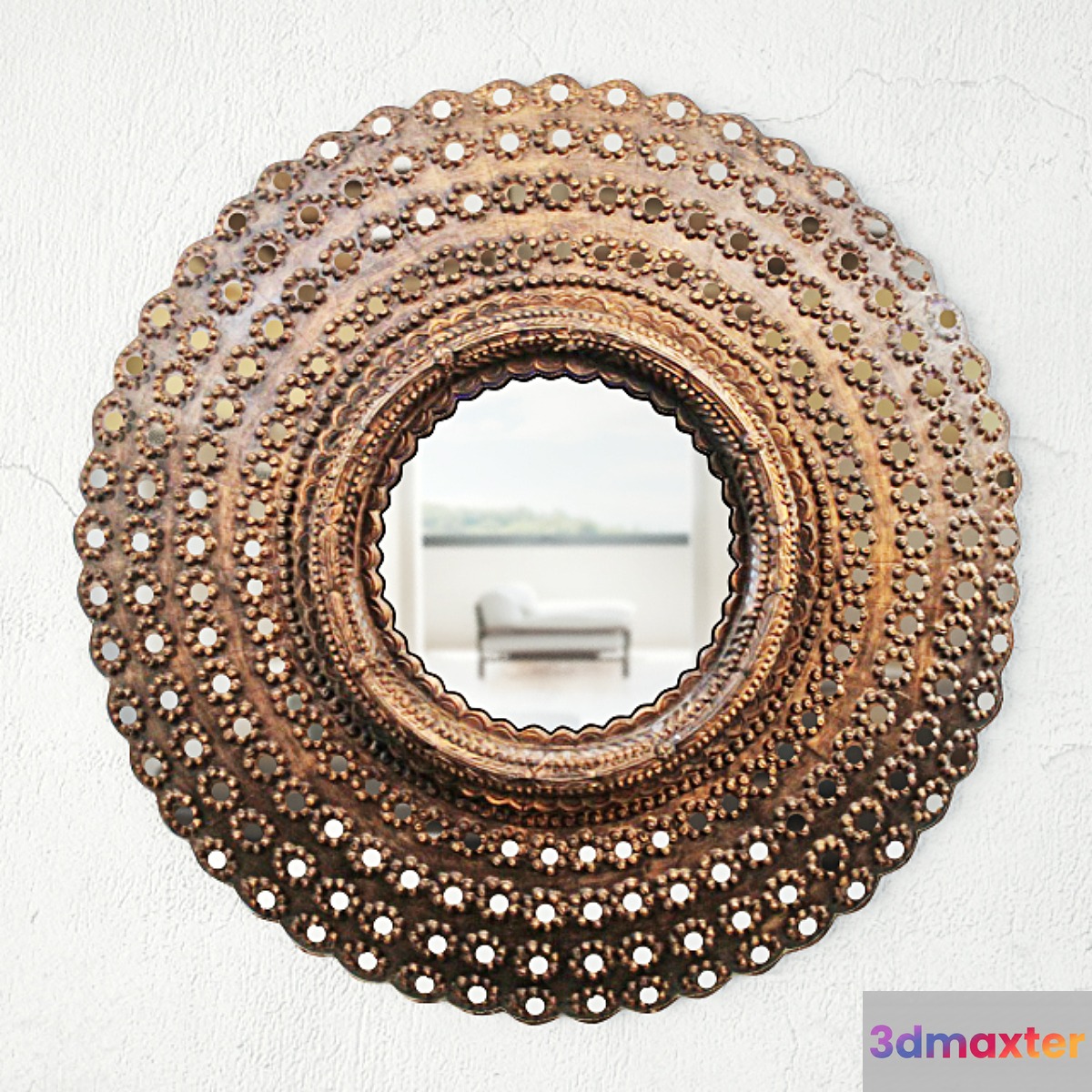 Round Peacock Mirror 3D Max