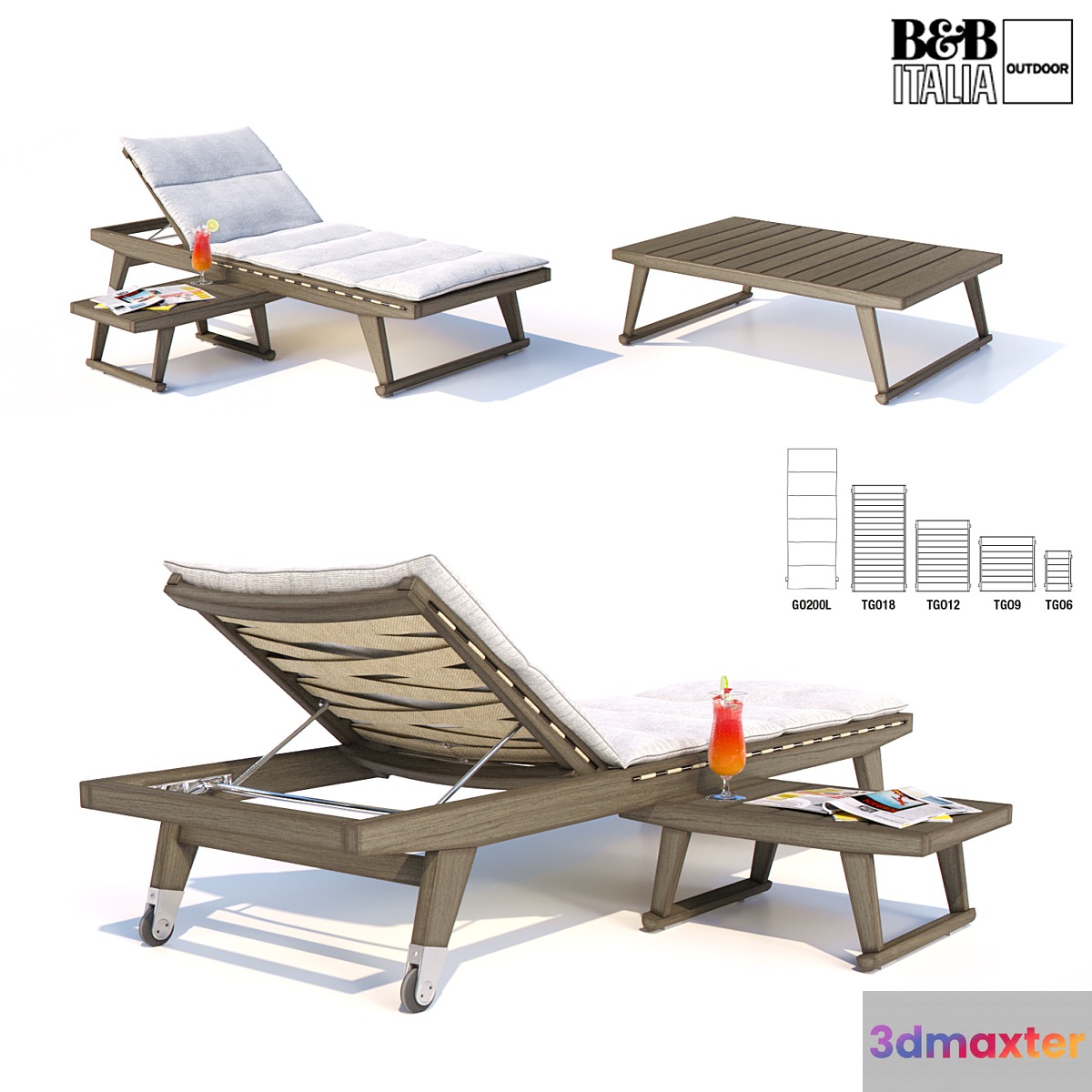 Deck chair and tables GIO 3D Max