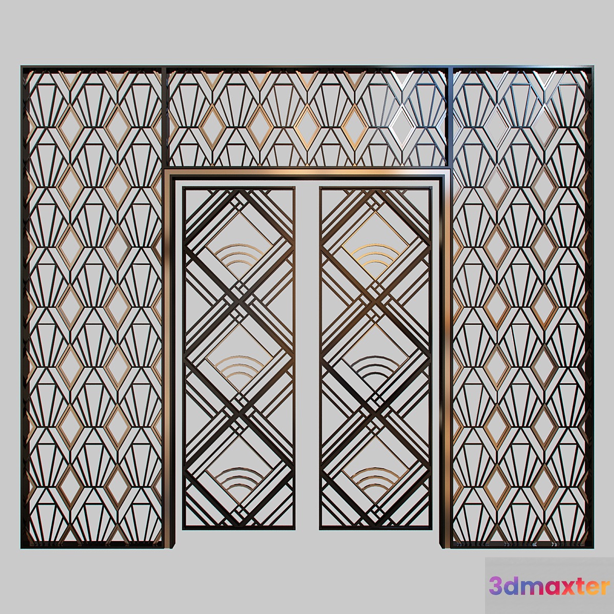 Wrought iron grille at the front door