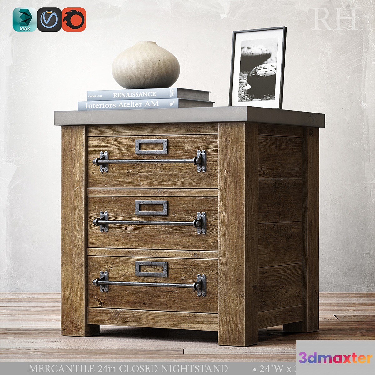 MERCANTILE 24in CLOSED NIGHTSTAND 3D Max