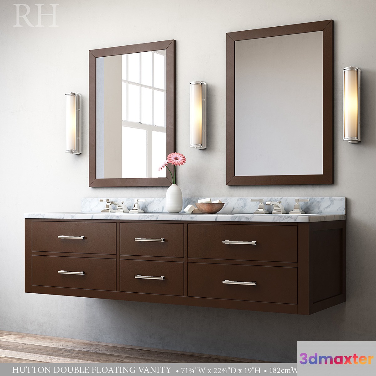 HUTTON DOUBLE FLOATING VANITY 3D Max