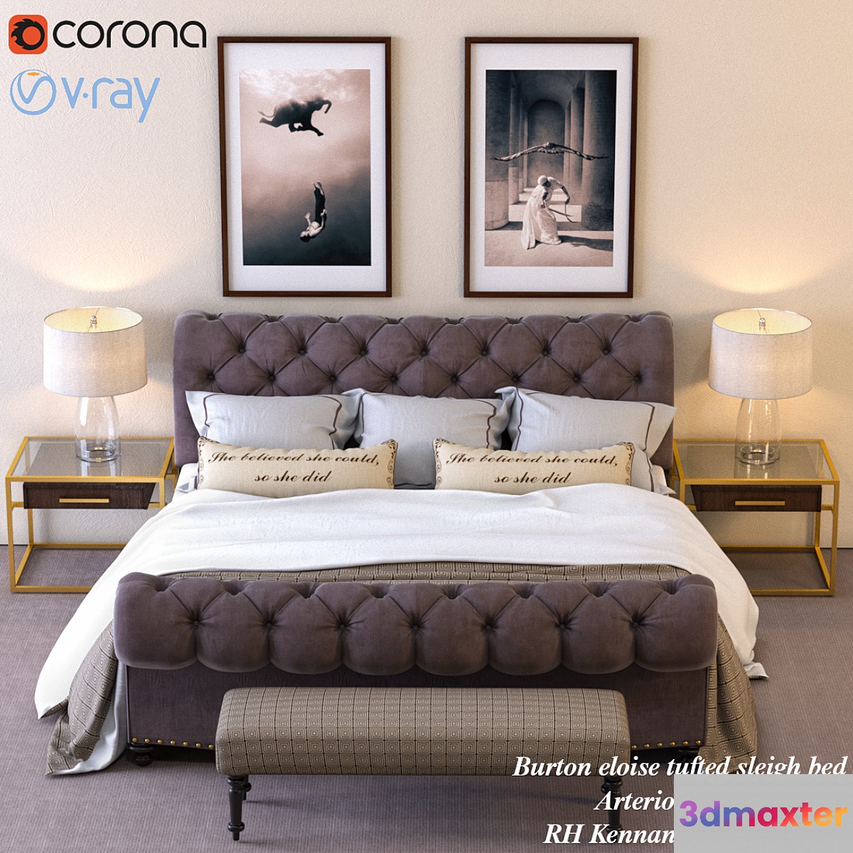 Burton eloise tufted sleigh bed - No.3