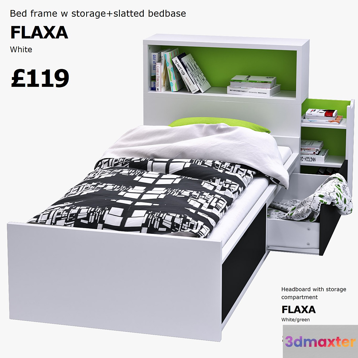 IKEA FLAXA (bed and headboard)