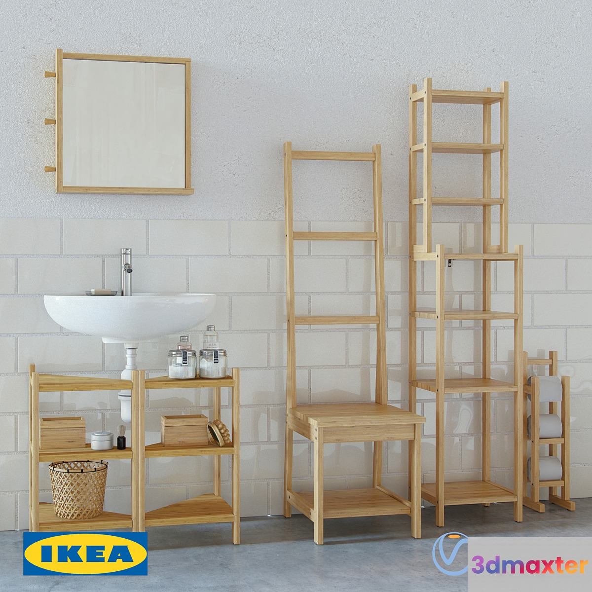 Rogrund Ikea set of bathroom furniture 3D Max