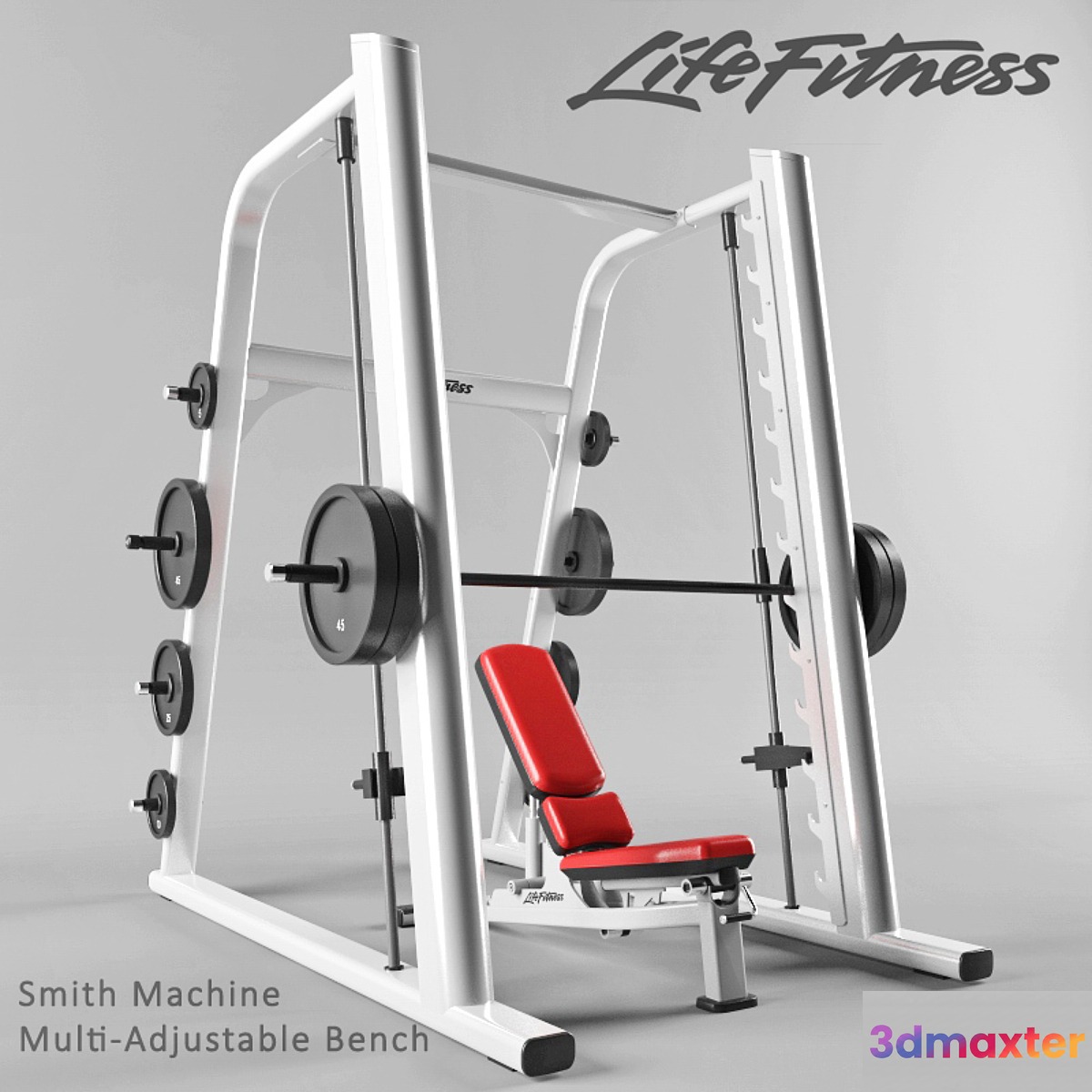 Smith machine and Multi-Adjustable Bench 3D Max