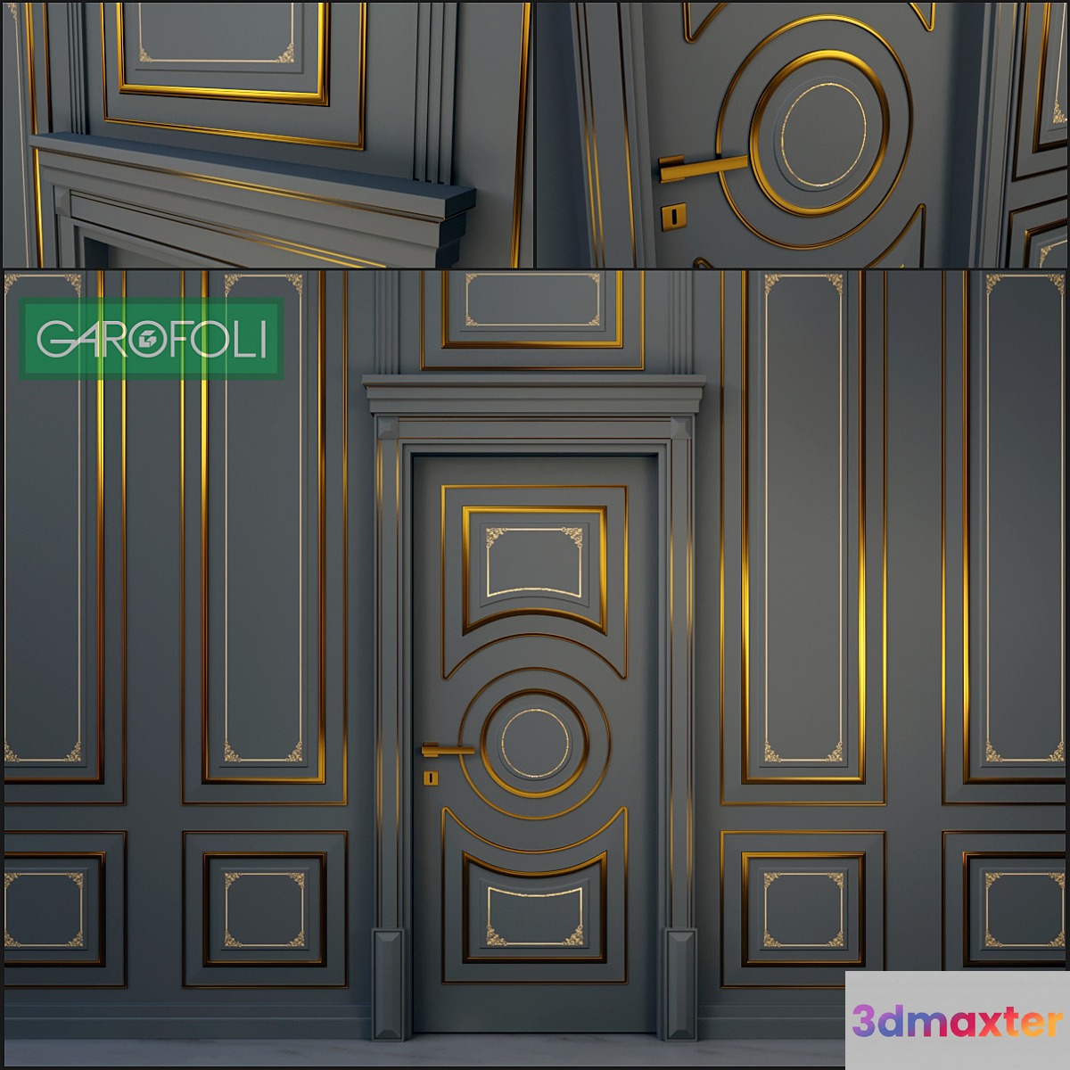 The door and wall panel Dore Rotu 3BR Black 3D Max