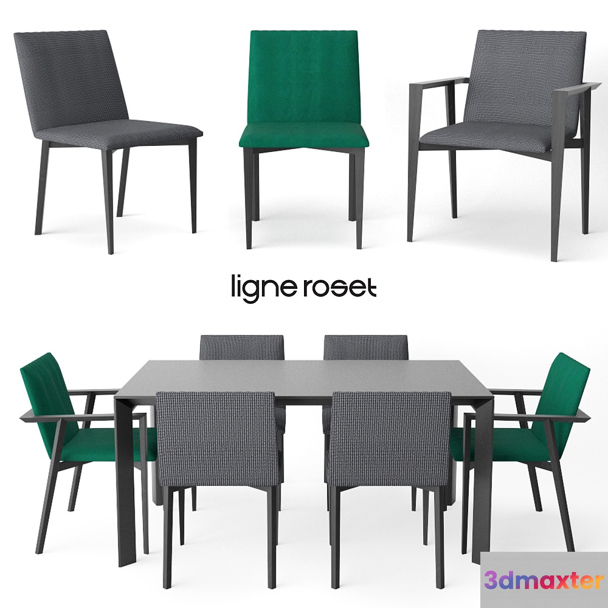 Ligne Roset Mogador chair | Frost table 3D Max