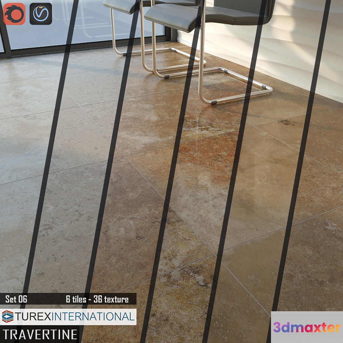 TUREX INTERNATIONAL Travertine Tiles Set 06