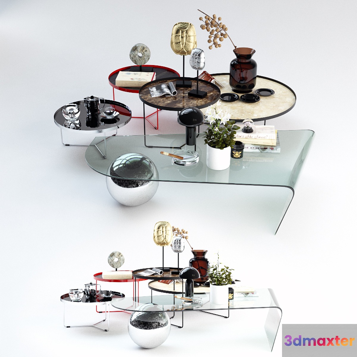 Set Sattelan Italia 4 coffee tables 3D Max