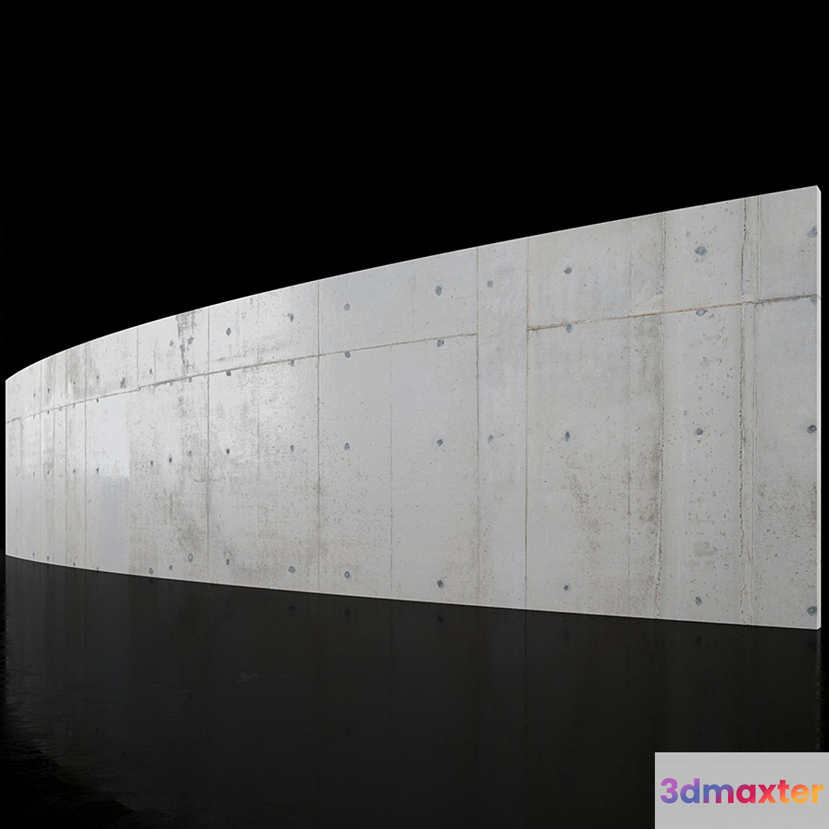 Concrete wall 18m long 3D Max