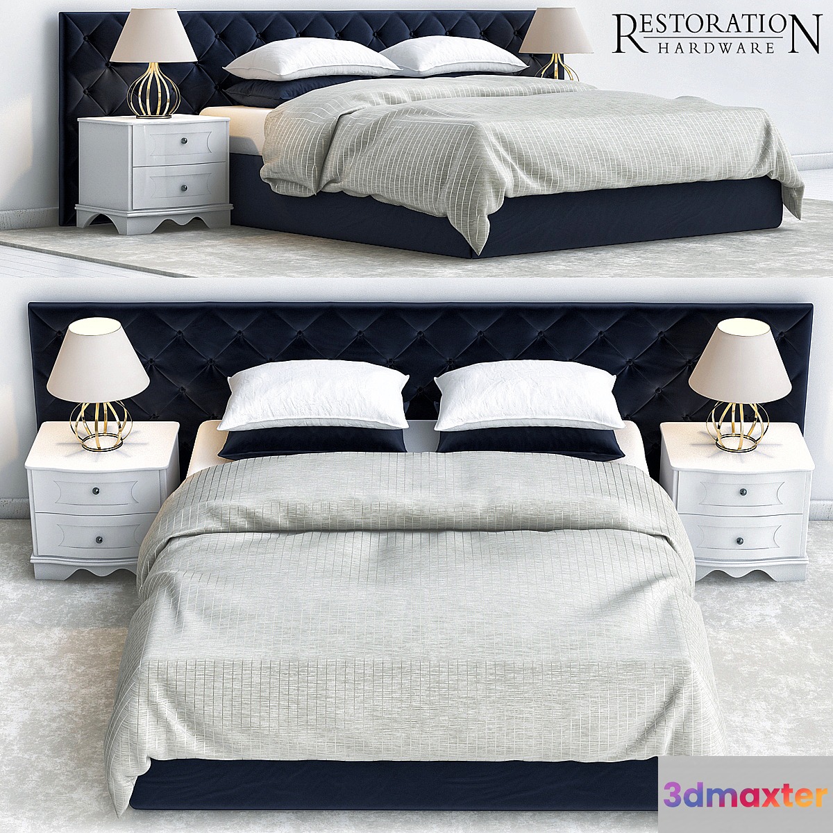 restoration hardware bedroom 3D Max