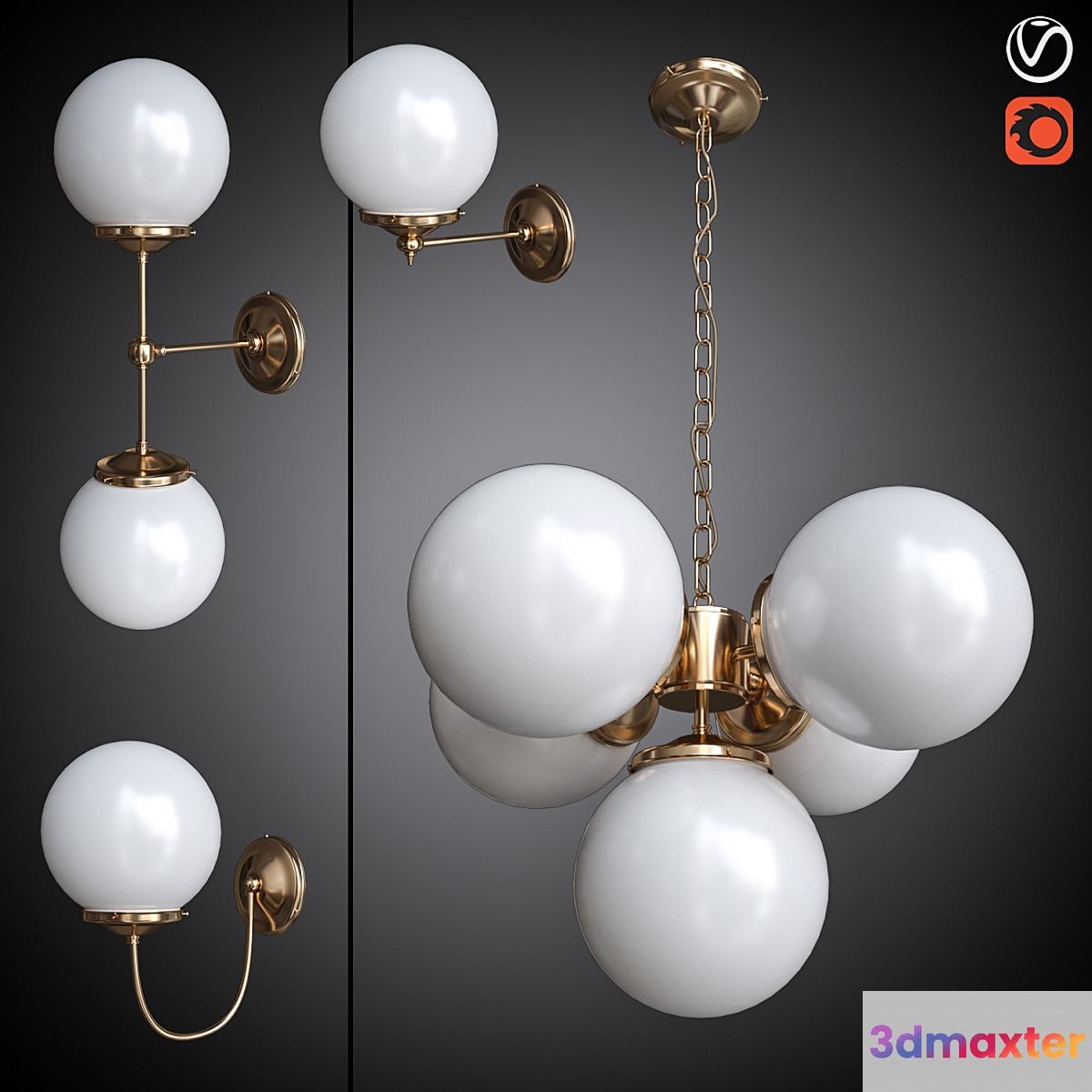 Chandelier and sconce set MULLAN 3D Max
