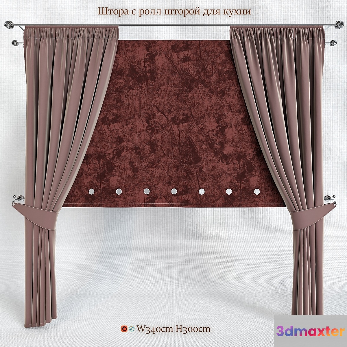 Blind with roll curtain for kitchen V38