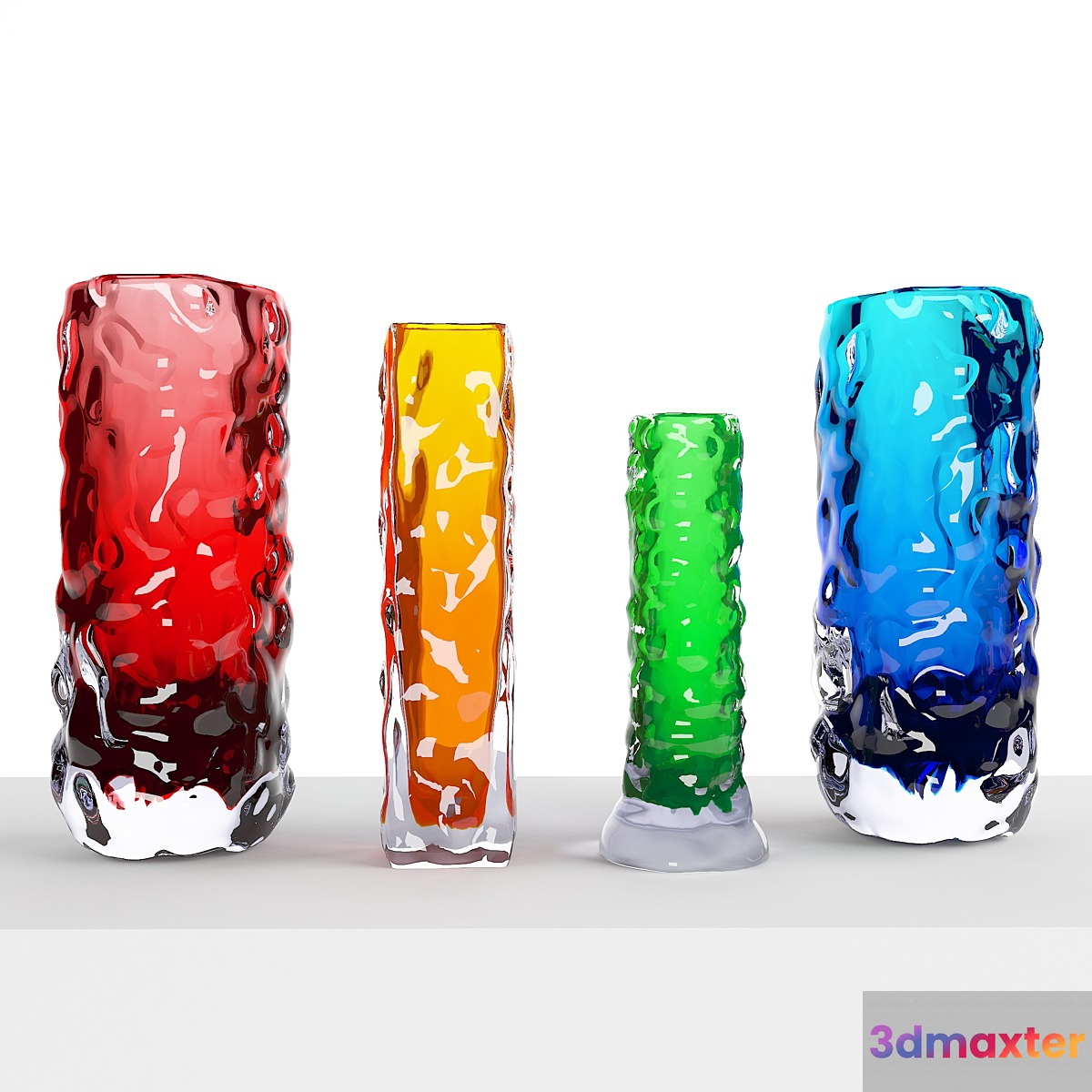 Whitefriars Glass Vases 3D Max