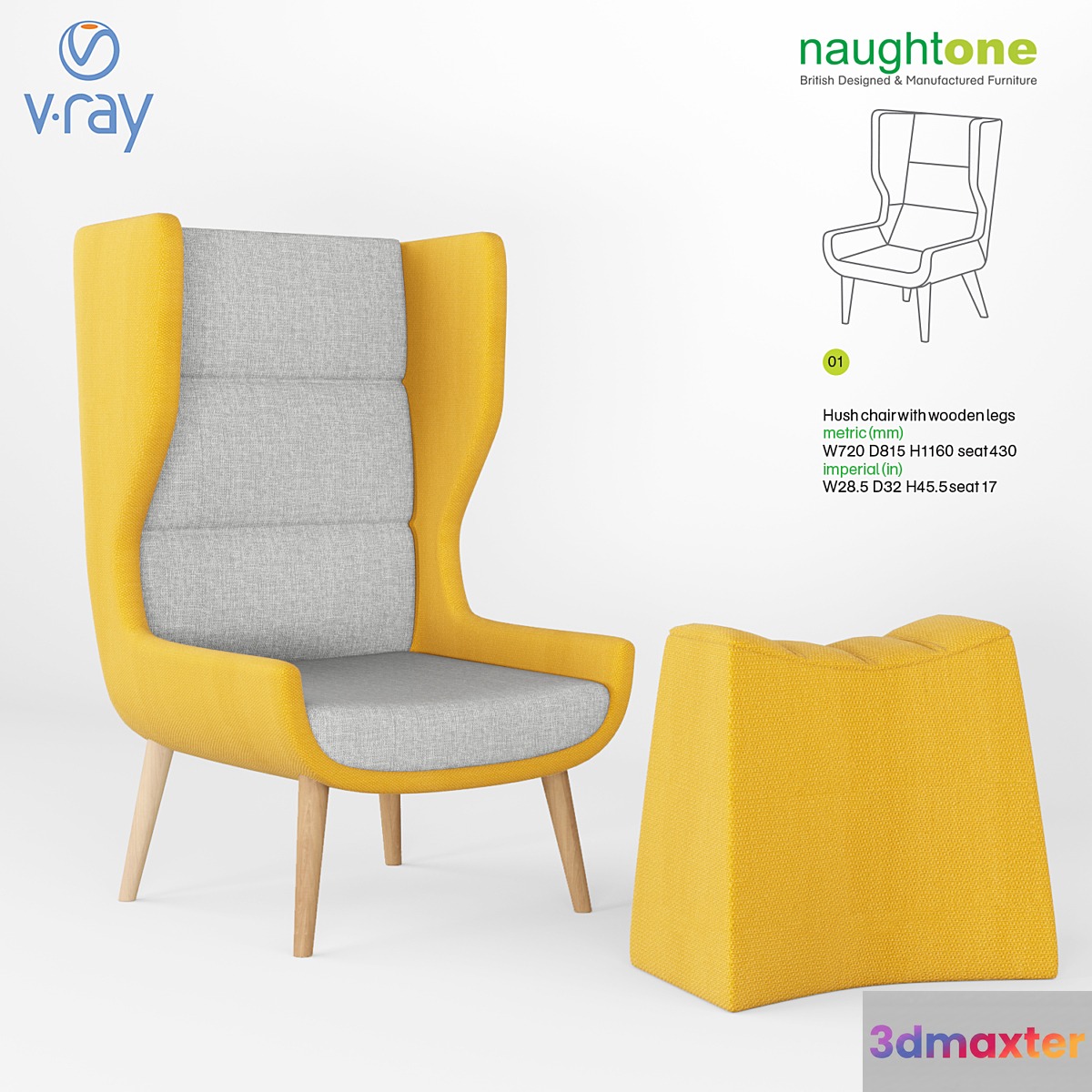 SET Naughtone: hush chair pinch stool 3D Max