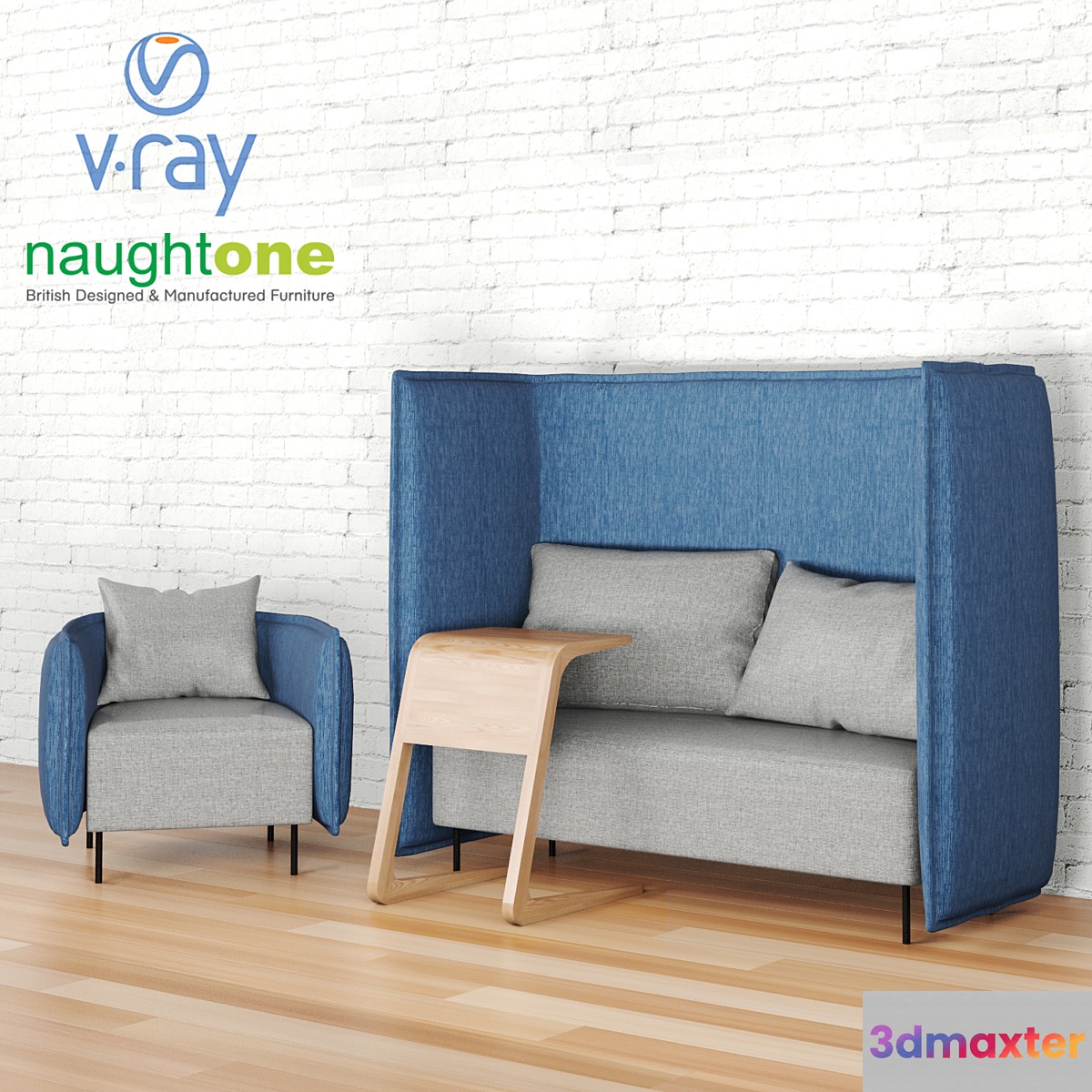 Set Naughtone: Cloud sofa armchair and Riley table 3D Max