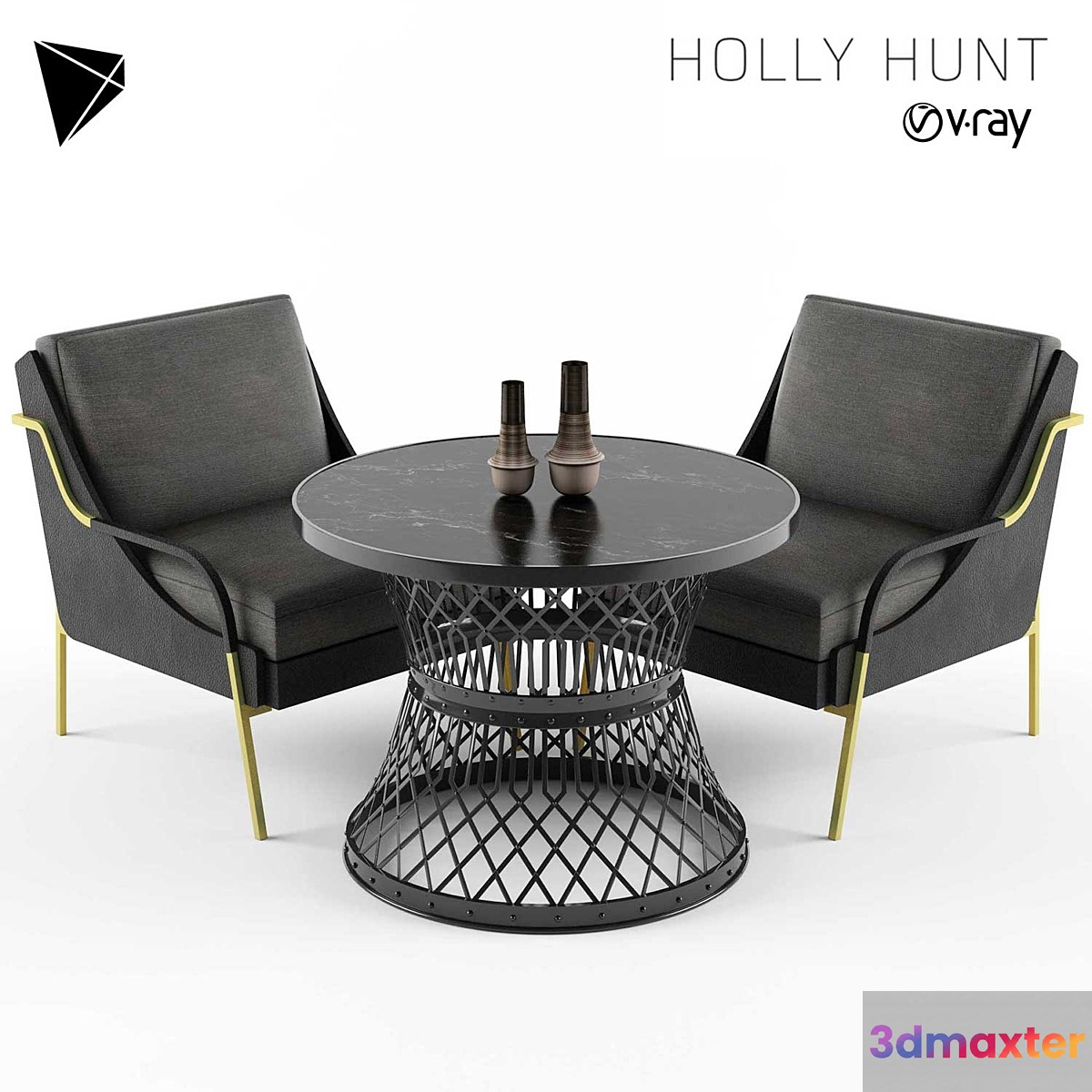 Holly Hunt Harlow Lounge Chair Set 3D Max
