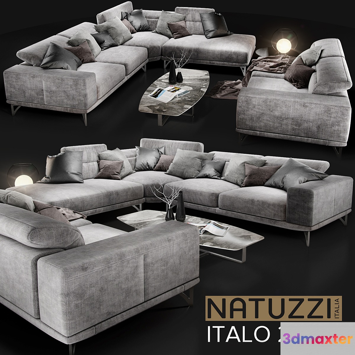 Sofa NATUZZI Italo 2983 grey