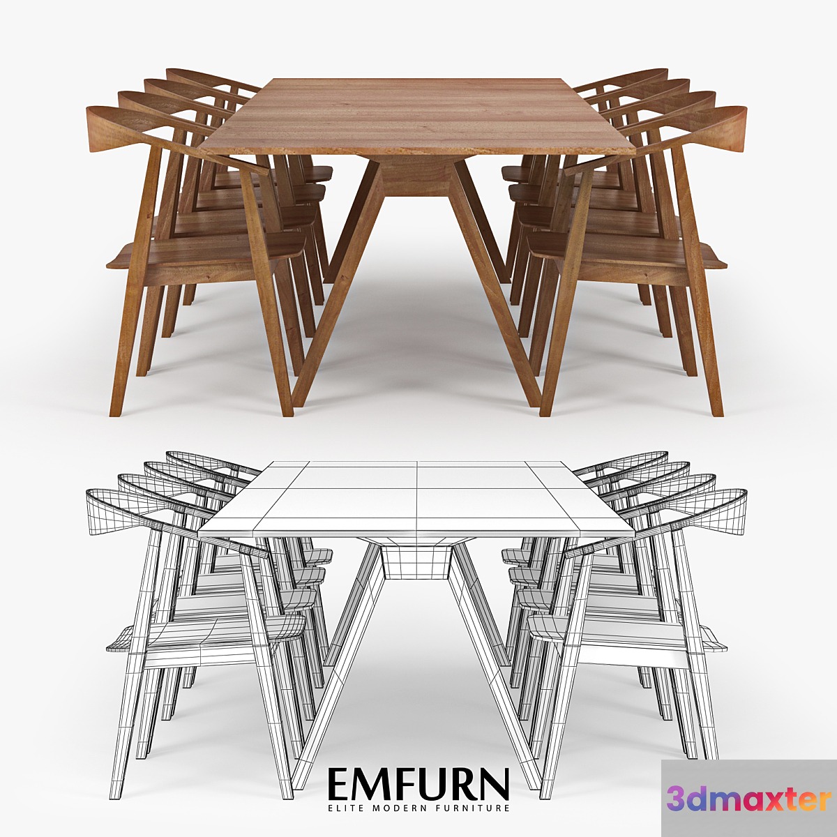 Wood dining table EMFURN 3D Max