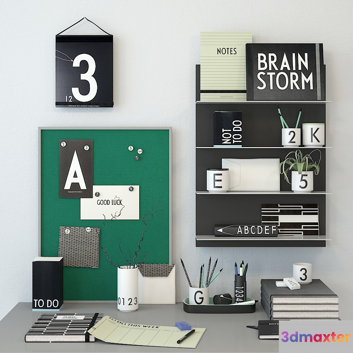 Decor Letters Green 3D Max
