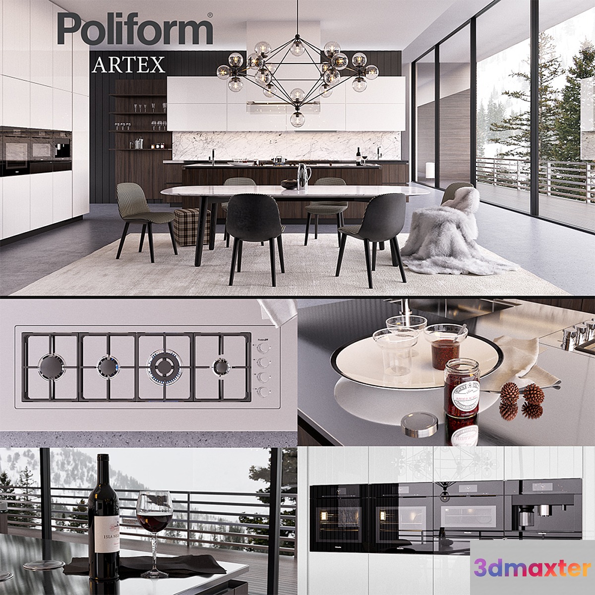 Kitchen Poliform Varenna Artex 3 (vray GGX corona PBR)
