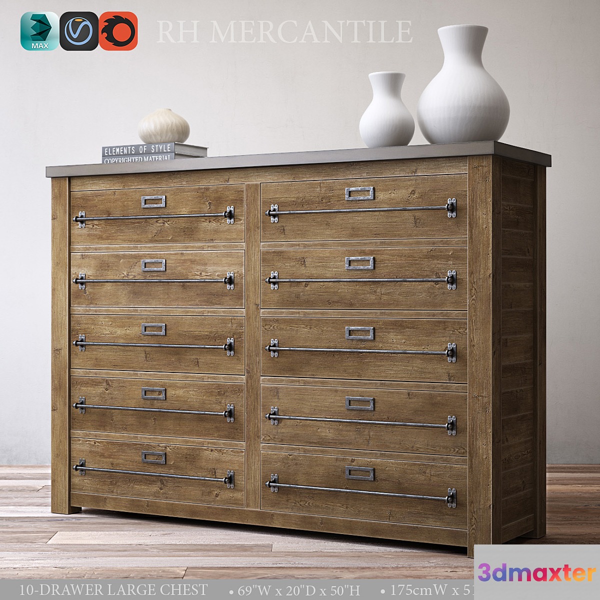 MERCANTILE 10-DRAWER LARGE CHEST 3D Max