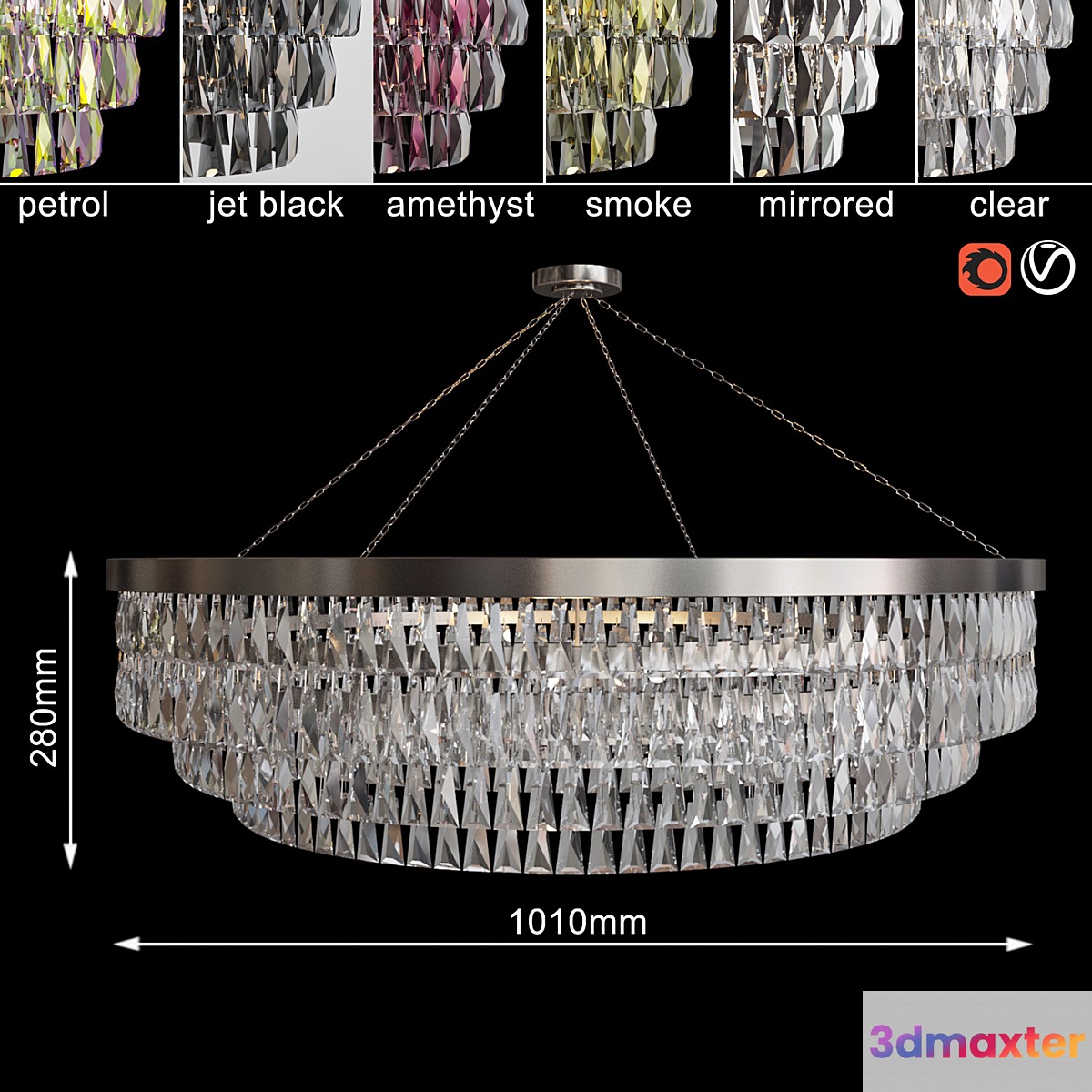 Chandelier Shallow Chandelier with Crystal 1010mm 3D Max