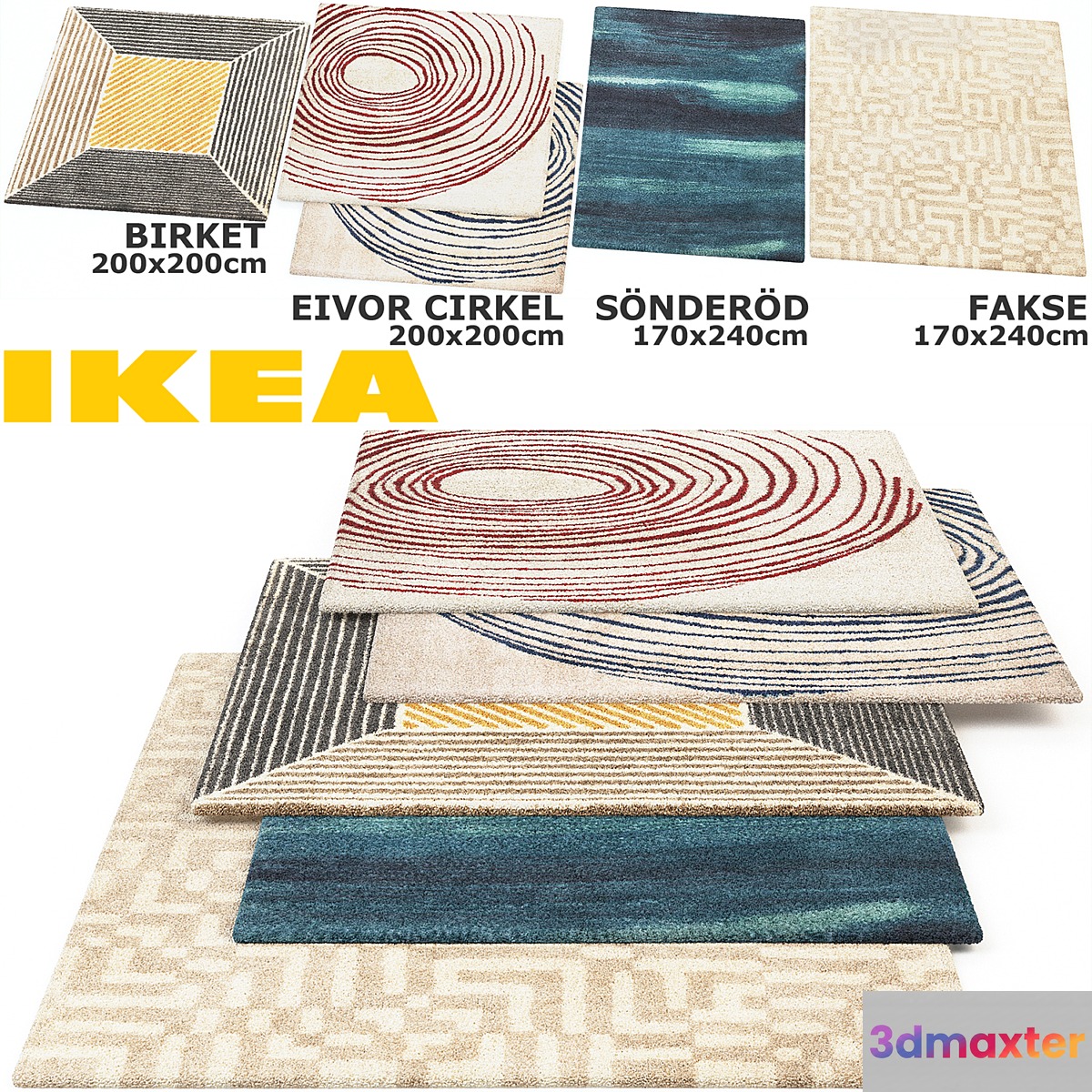 IKEA BIRKET EIVOR CIRKEL SONDEROD FAKSE RUG SET 3D Max