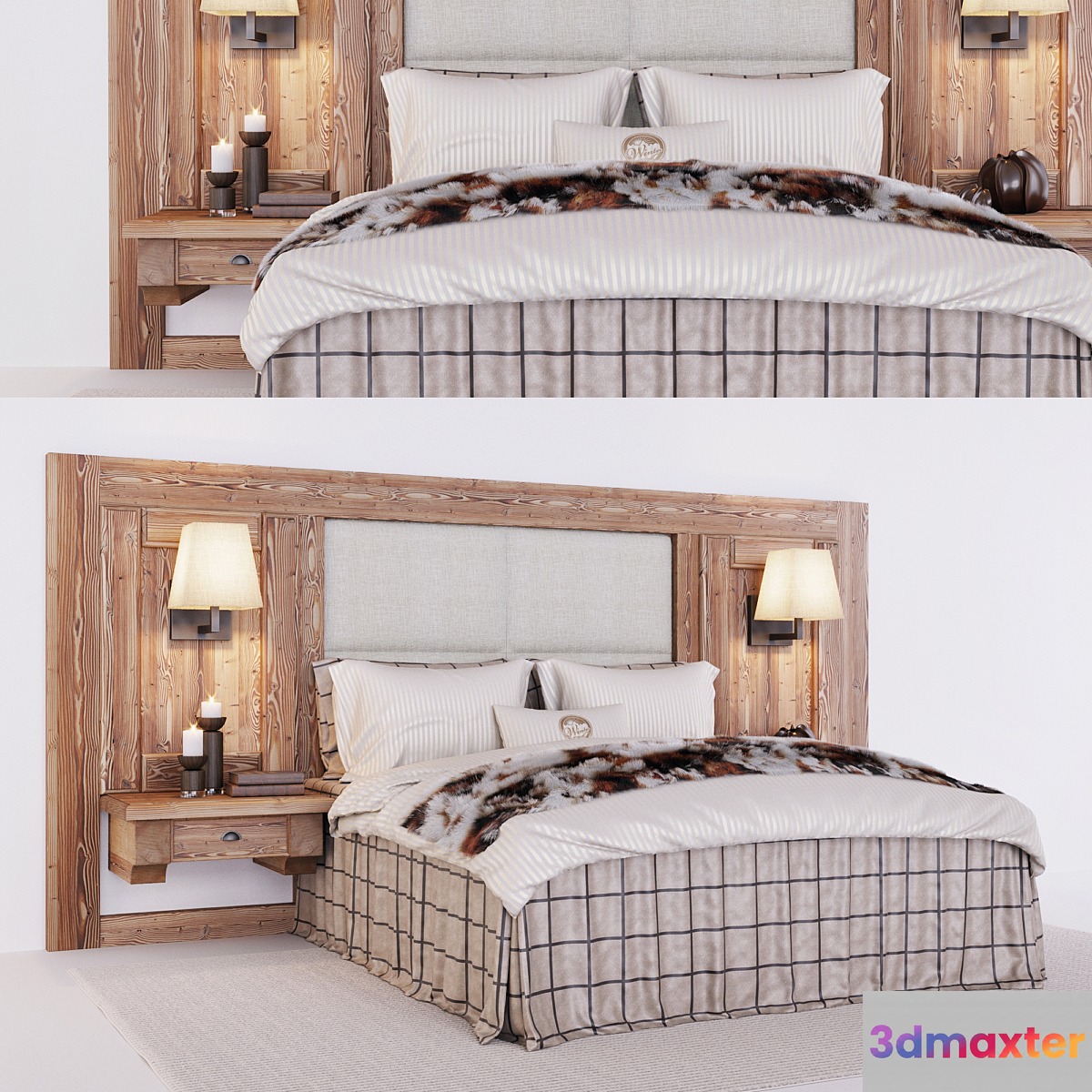Chalet stile bed _ Bed chalet style 3D Max