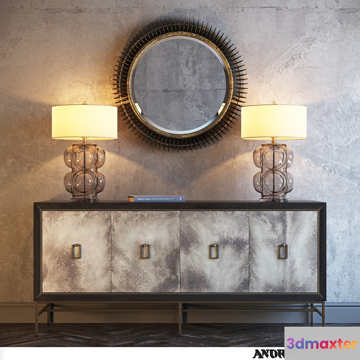Edward Table Lamp Rebecca Mirror Edith Cabinet 3D Max