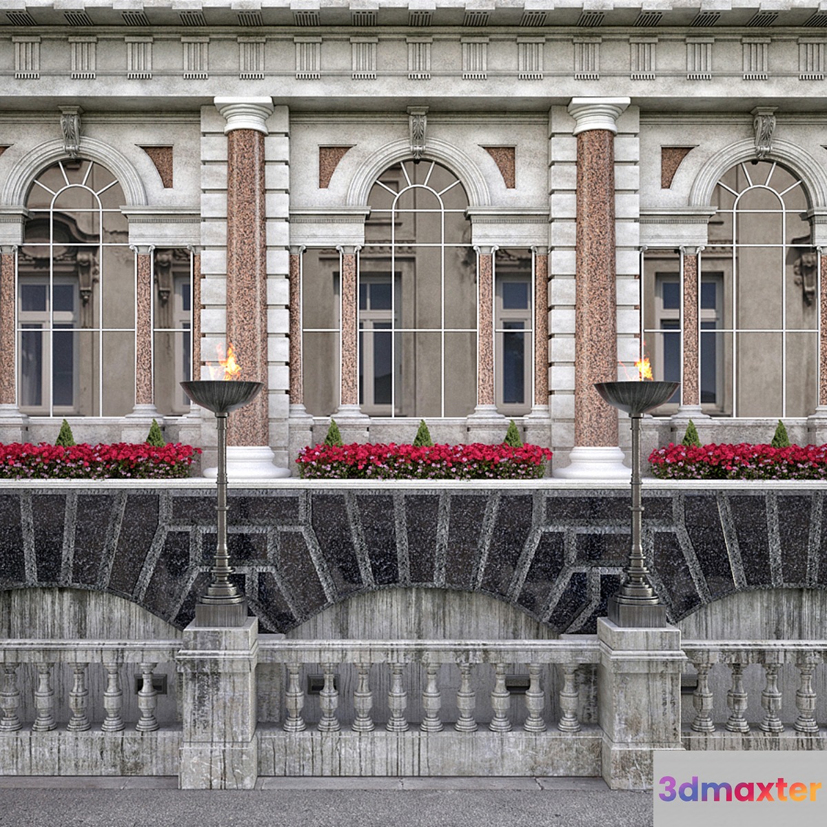 The facade Fleet Street Historical Building London 3D Max