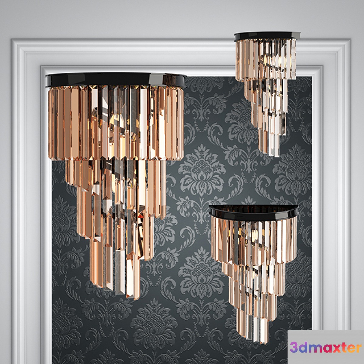 Wall lamp RH Odeon Clear Glass 4 Square 3D Max
