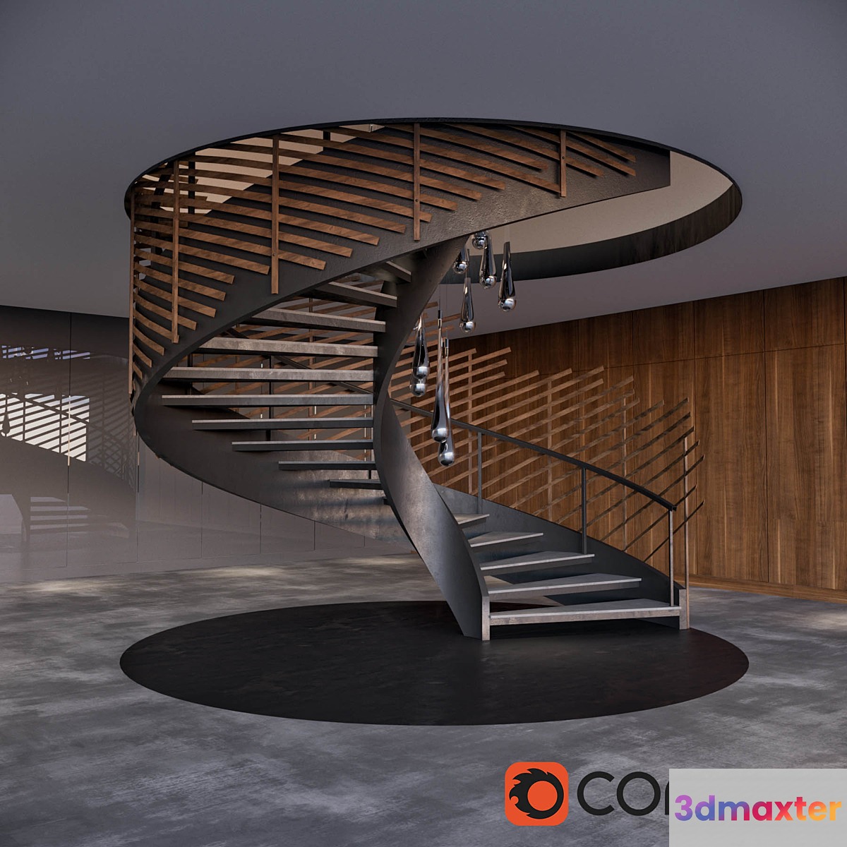 Spiral staircase with installation