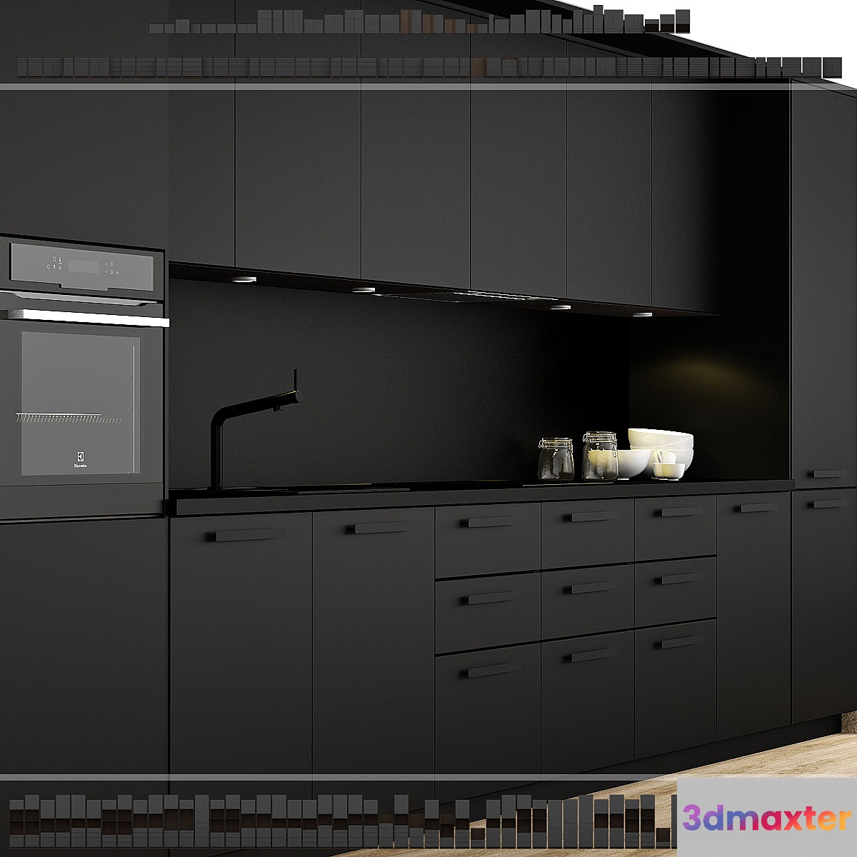 Ikea Kitchen Kungsbacka method. 3D Max