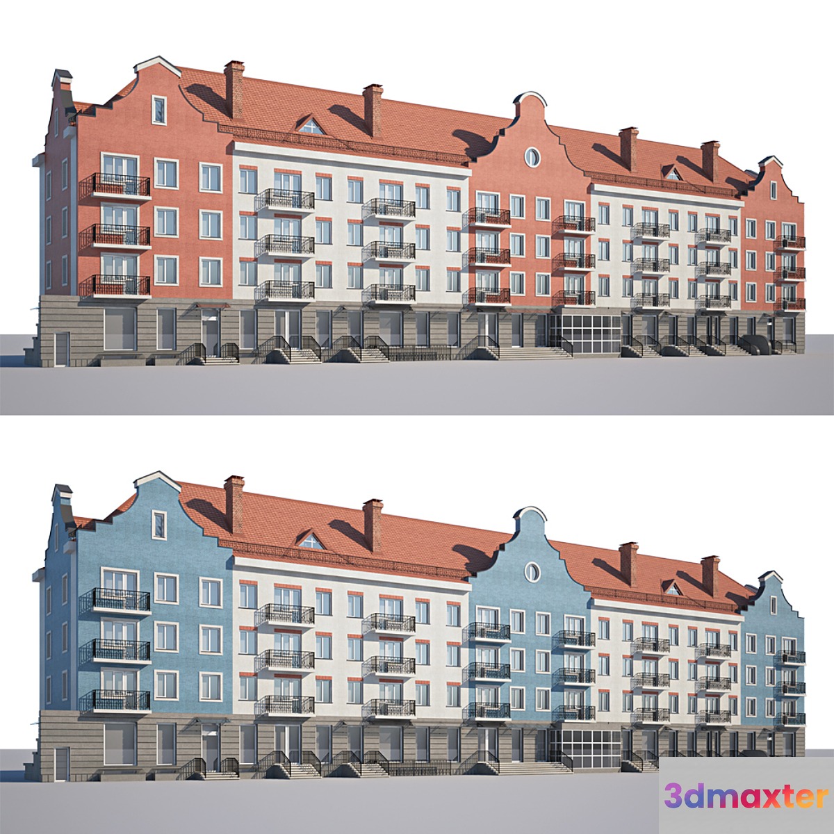 Facade of low-rise houses