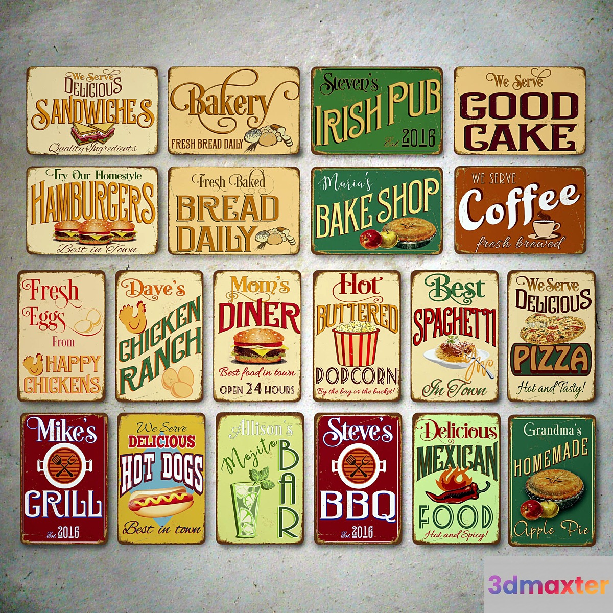 Classic Metal Signs Bar 3D Max