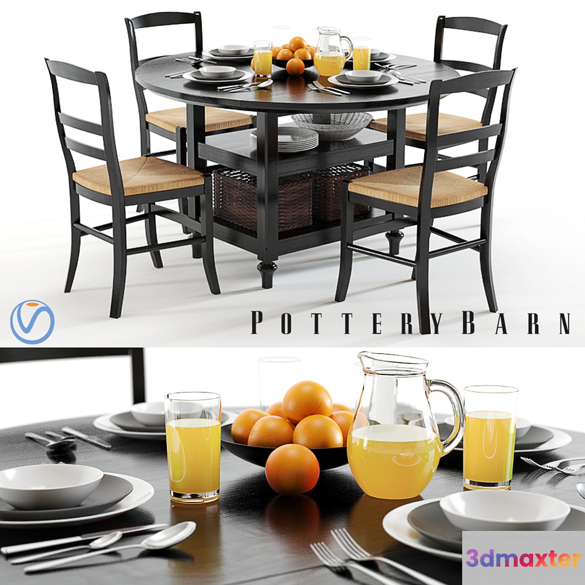 Pottery Barn Shayne and Isabella black 3D Max