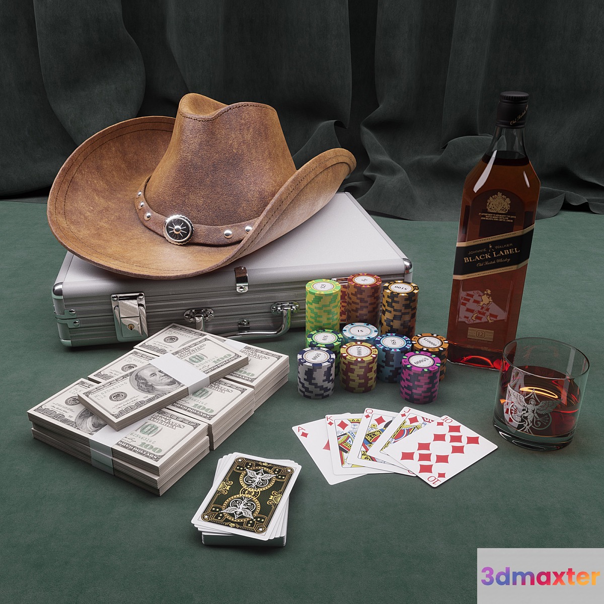 Cowboy Poker Set 3D Max
