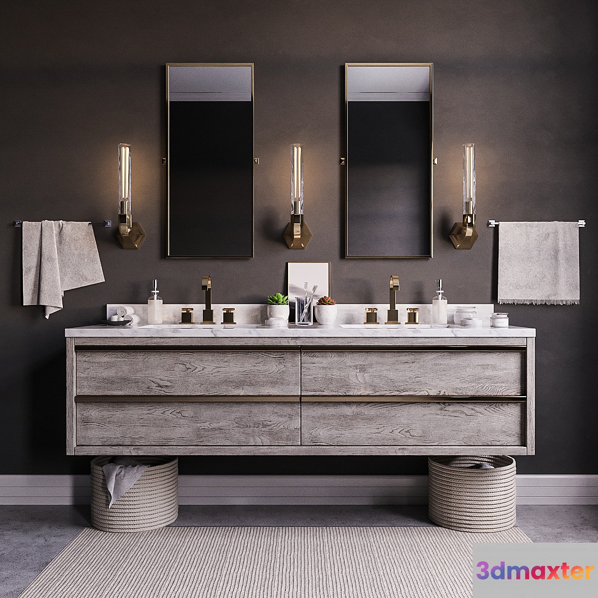 Bezier double floating vanity RH - No.2