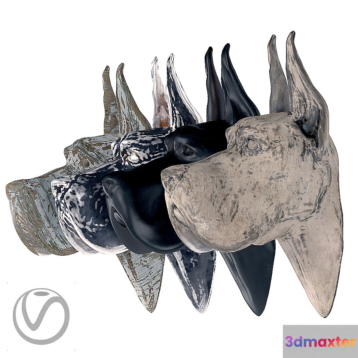 Plaster head dog 3D Max