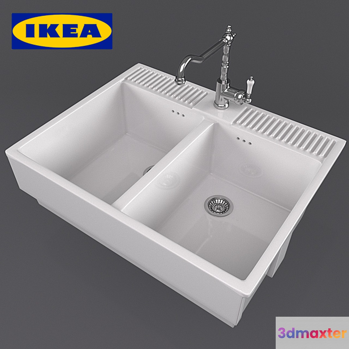 Dumshё double overhead sink 3D Max